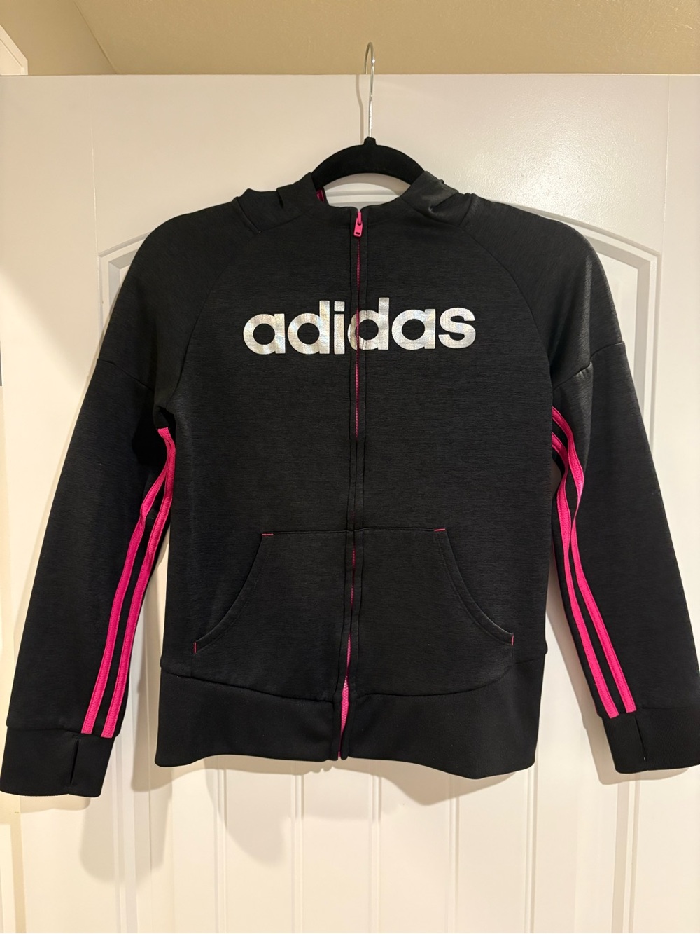 ADIDAS Black/Pink Athletic Hoodie Jacket